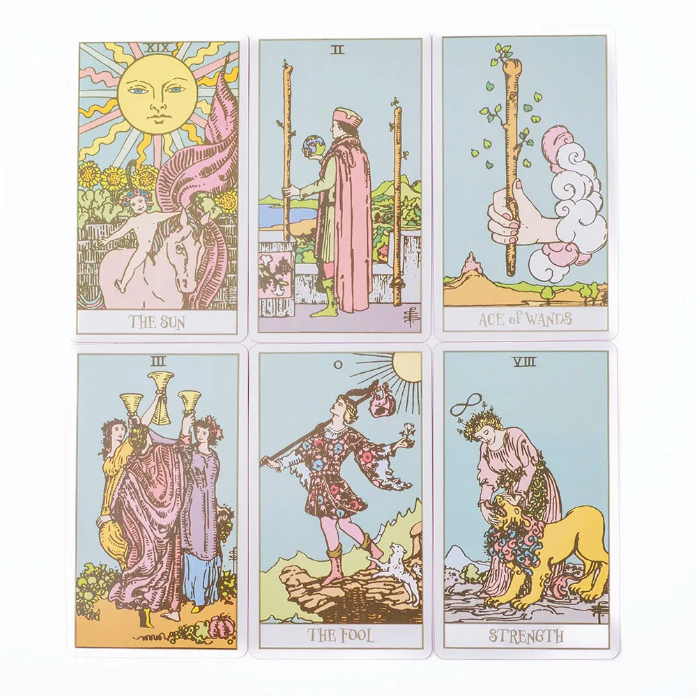 🌸Pink Border Tarot Card Deck with Guidebook – 78 English Cards for Family Divination & Party Game