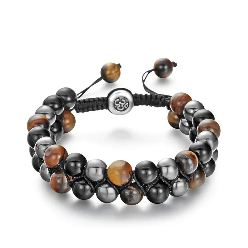 🛡️ Triple Protection Bracelet: Tiger Eye, Black Obsidian & Hematite 8mm Beads – Ultimate Energy Shield, Grounding & Healing Crystal Bangle for Men & Women 8MM Bead Bracelet-28