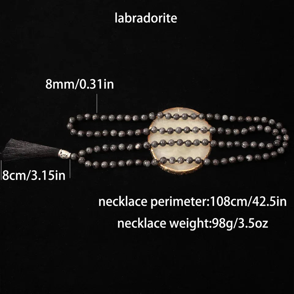🌌 The "Mystic Magician" 108 Mala: Labradorite Beads for Transformation & Intuition (8mm)