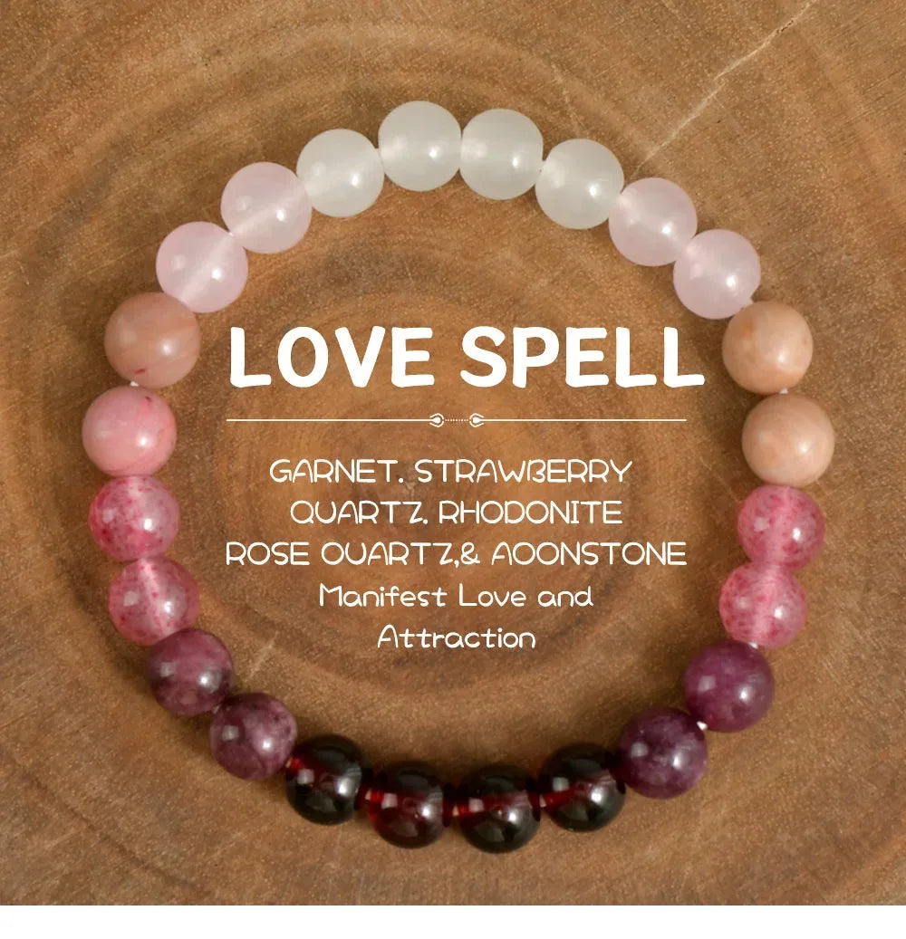 ✨ Pink Amethyst Cubic Self-Love Bracelet – Beautiful Handmade Natural Stone Beaded Bangles – Perfect Couple Love Gifts