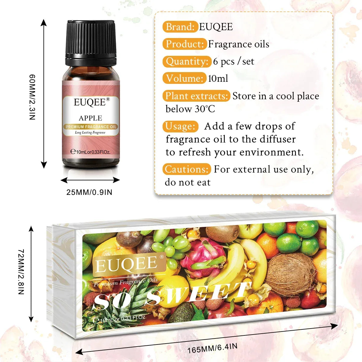 EUQEE 6pcs Fragrance Oils Gift Set – Premium Aromatherapy Essential Oils for Diffusers, Candles, and Soap Making