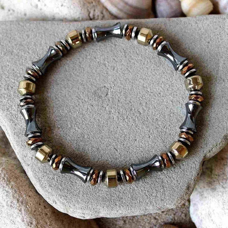 ✨ Men’s & Women’s Extra Strength Black & Copper Magnetic Hematite Bracelet – Powerful Healing & Energy Balance Jewelry