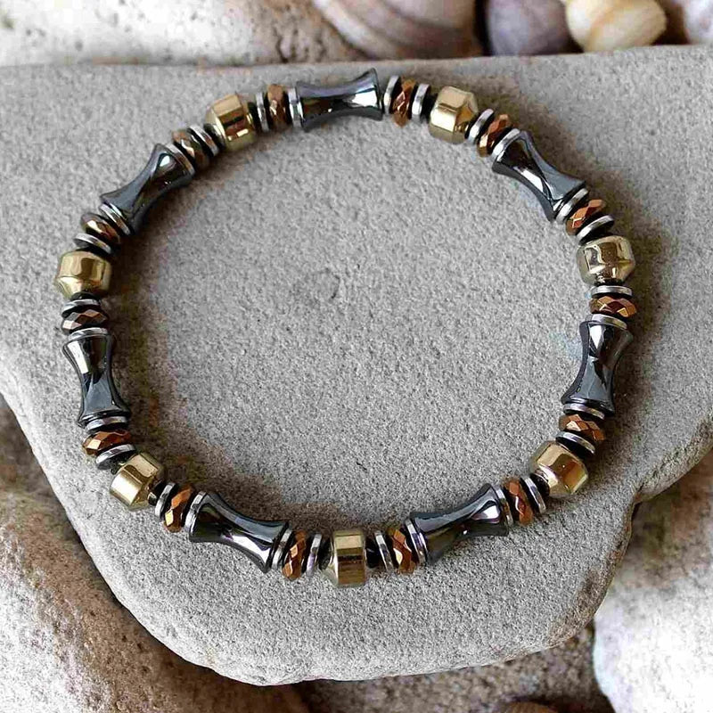 ✨ Men’s & Women’s Extra Strength Black & Copper Magnetic Hematite Bracelet – Powerful Healing & Energy Balance Jewelry A4