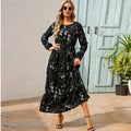Women’s Bohemian Maxi Dress - Casual Chiffon Dress with Full Sleeves, High Waist, and Floral Print for Spring and Autumn 4