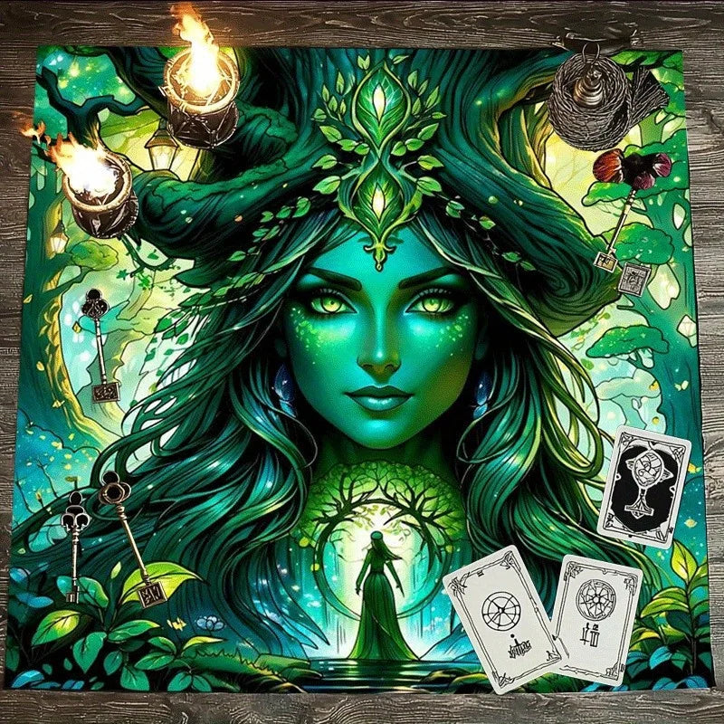 🃏 VIKAMA Enchanted Forest Tarot Tablecloth – Waterproof Fairy Goddess Altar Cloth for Tarot Divination, Theme Café & Immersive Gaming Tables YLB-784
