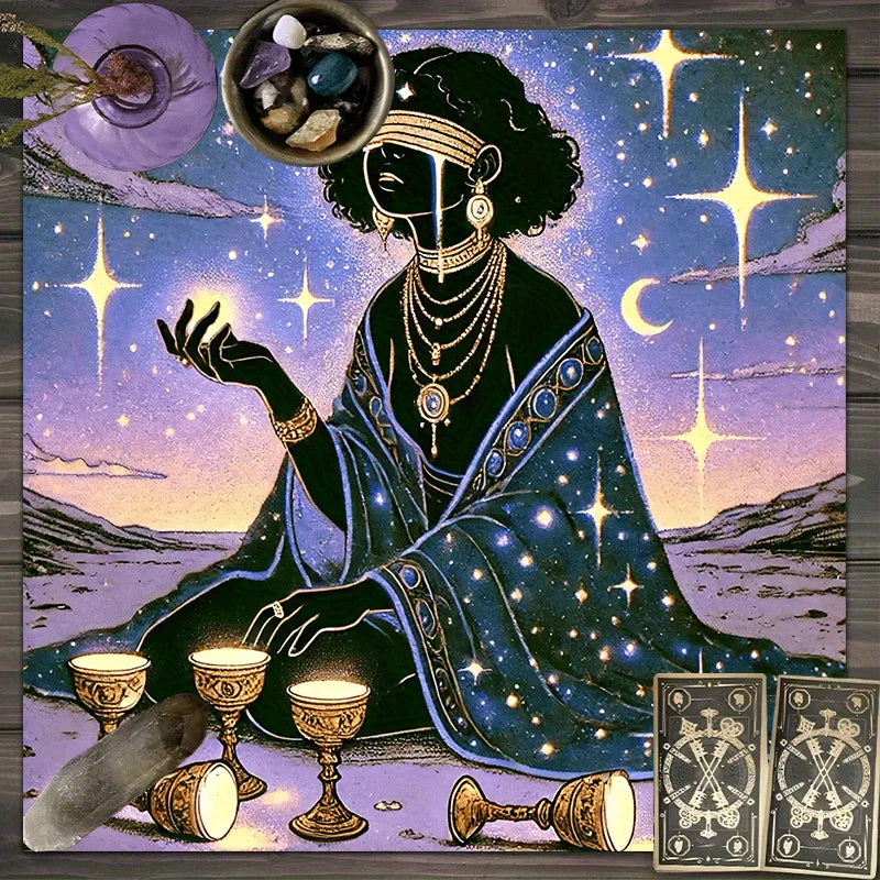 🃏 VIKAMA Enchanted Forest Tarot Tablecloth – Waterproof Fairy Goddess Altar Cloth for Tarot Divination, Theme Café & Immersive Gaming Tables YLB-785