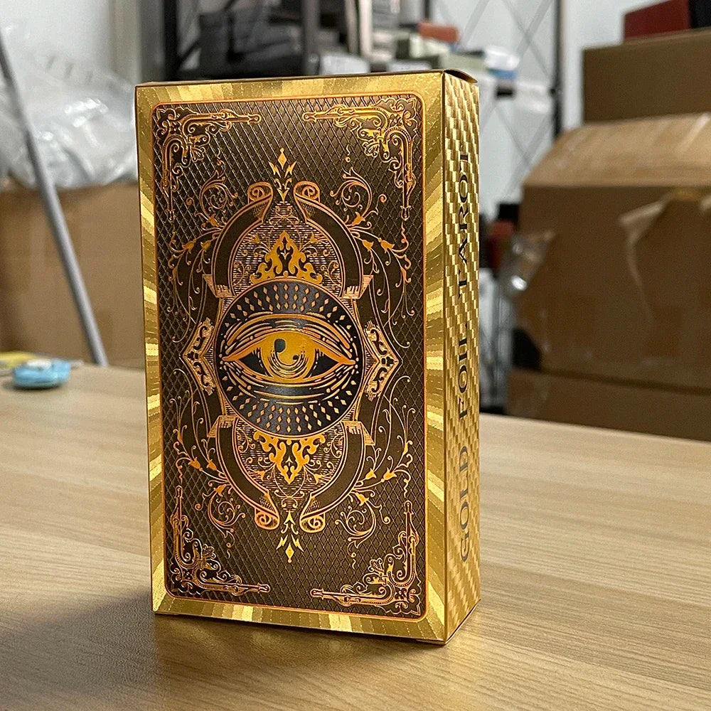 ✨ Spanish and English Golden Foil Tarot Deck – 78 Prophecy Cards | Bilingual Guidebook | 12 x 7 cm | Toro Taro