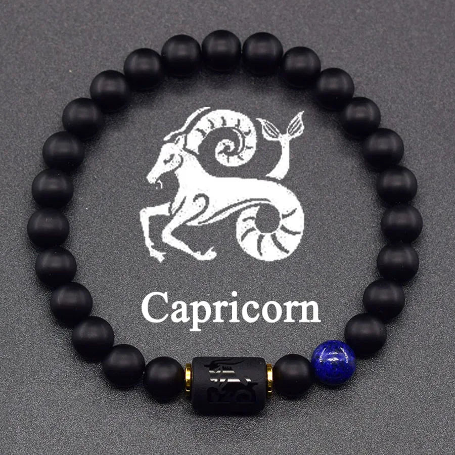 ✨ 12 Zodiac Sign Bracelet Homme – Natural Yellow Tiger Eye Stone & Hematite Constellation Bangle – Cancer, Taurus, Libra Astrology Bracelet for Women 20 Capricorn 8 mm Beads