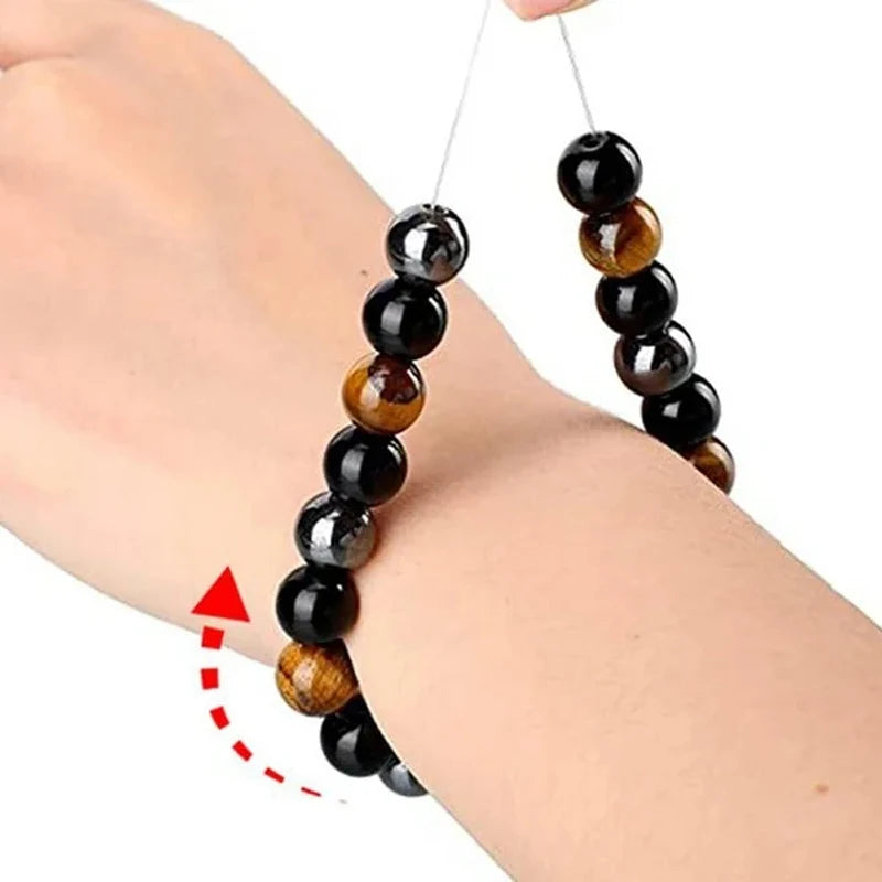 ✨ Tiger Eye Natural Stone Bead Bracelet for Men & Women – Magnetic Hematite & Black Obsidian with Reiki Energy