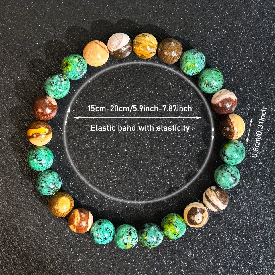 ✨ Thinker Bracelet – Handmade Natural Stone Kanbaba Jasper & Picture Jasper Jewelry for Men & Women – Unique Gift Idea