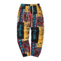 🌍 The Boho-Tribal Heritage Jogger: Premium Men’s Cotton-Linen Stretch Pants – High-Definition Tribal Graphic Print, Lightweight Breathable Fabric with Deep Pockets and Signature Drawstring Waist Blue