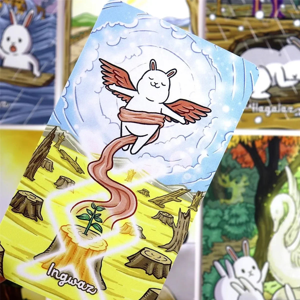 Chubby Bun Rune (Elder Futhark) V2 Tarot Deck – 78-Card Whimsical Bunny-Themed Divination and Board Game Deck