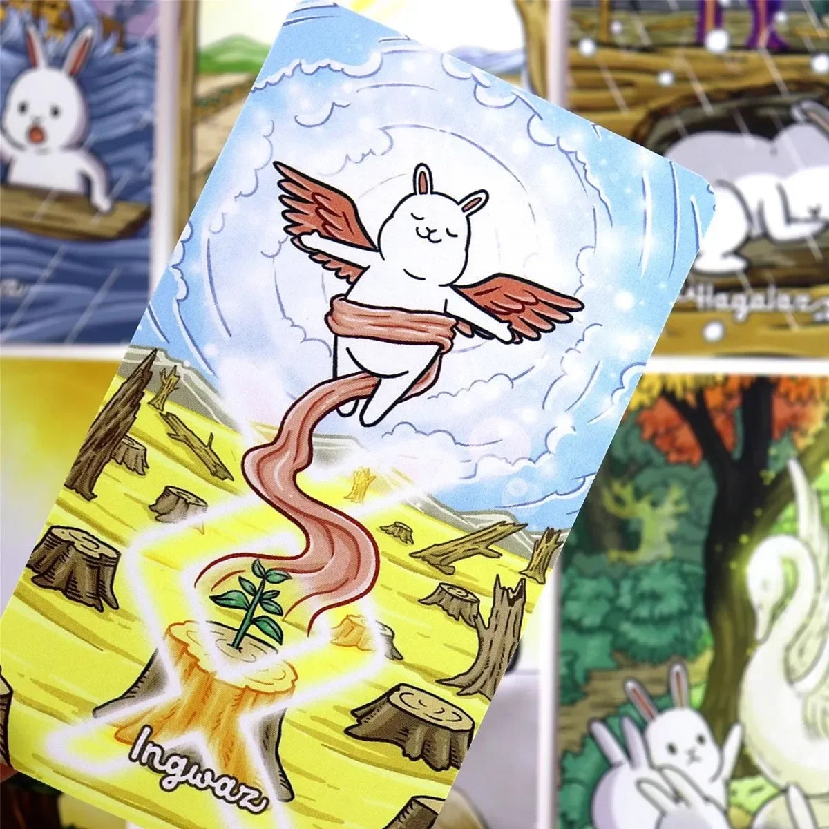 Chubby Bun Rune (Elder Futhark) V2 Tarot Deck – 78-Card Whimsical Bunny-Themed Divination and Board Game Deck