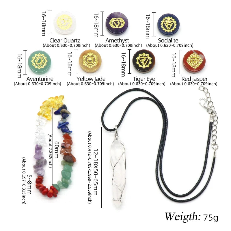 🌈 7 Chakra Healing Stone Bracelet Set: Elegant Natural Quartz & Gemstone Ornament – Balancing Energy Decor & Spiritual Harmony Gift