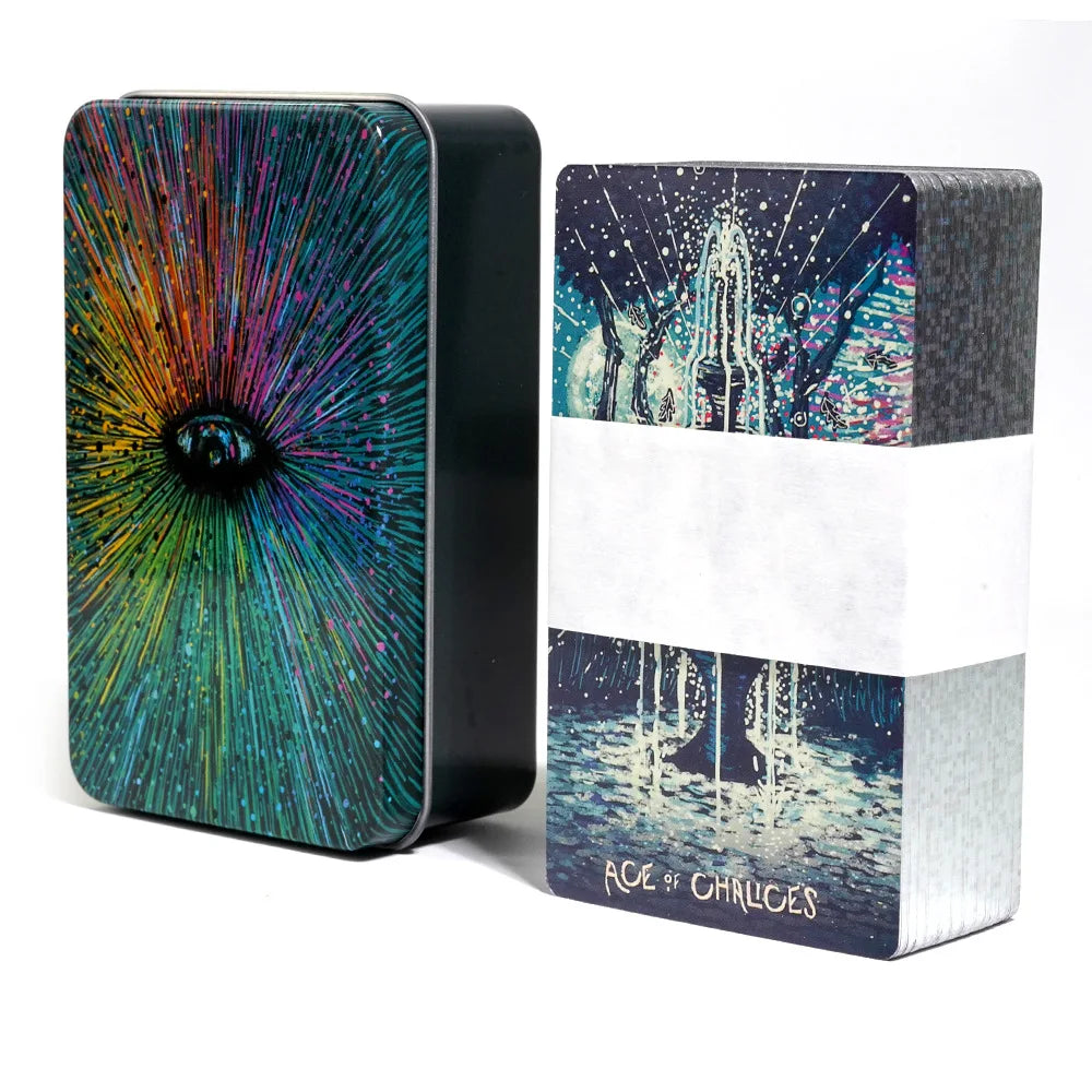 🌙 Moon Compass Tarot Deck – 78 Cards | Gilded Edge | Tin Box | Oracle & Tarot Game | English Edition with Paper Guidebook Gold