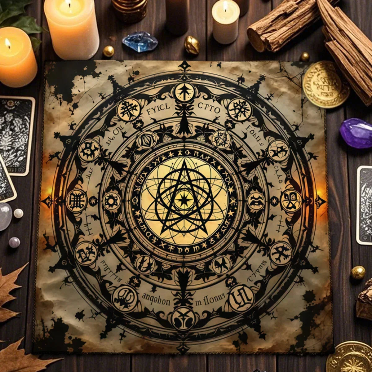 🃏 Creative Astrology Tarot Tablecloth – Altar Ritual Cloth & Party Decoration, A Perfect Gift for Tarot and Zodiac Enthusiasts TLB (946)