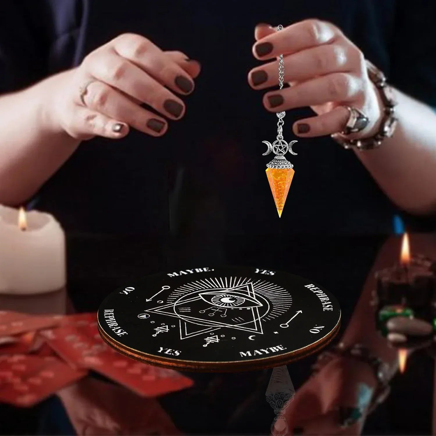 🔮 2pcs Spiritual Pendulum Divination Set – Includes Crystal Pendulum & Divination Disk | Healing & Decision-Making Tool | Free Shipping style h