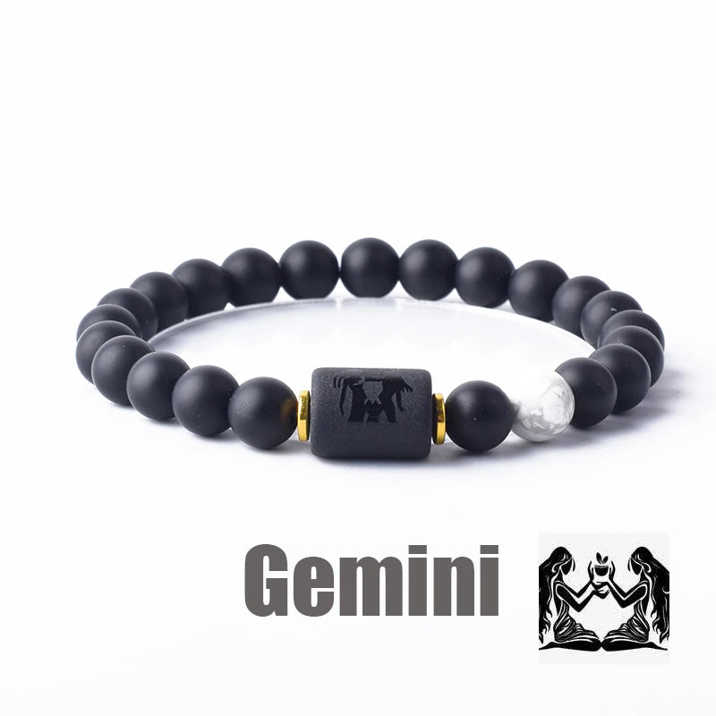 ✨ Zodiac Sign Bracelet Homme 12 Constellation Bangles – Adjustable Unisex Astrology Jewelry | Gemini, Virgo, Leo, Libra & More | Perfect Friendship Gift 36 8mm Beads