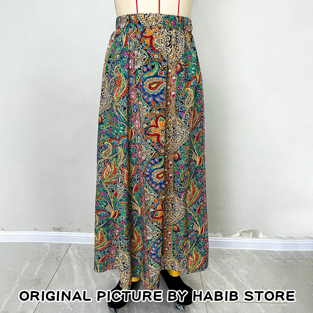 👗Bohemian Boho Retro Floral Print Skirts – Women’s Indie Folk Summer High Waist A-Line Pleated Long Skirts