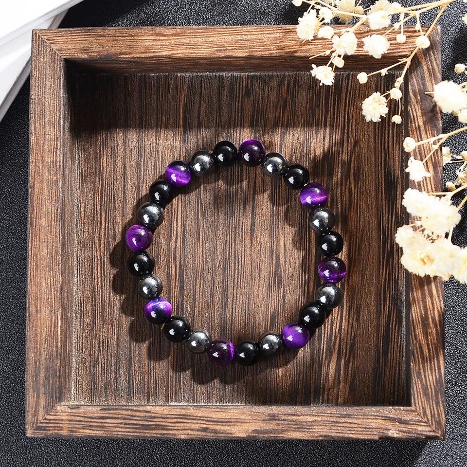 🛡️ The "Azure Guardian" Triple Protection Bracelet: Blue Malachite, Obsidian & Hematite Shield