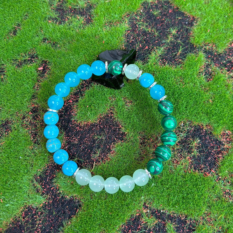 ✨ 8mm Malachite & Turquoise Vitality Bracelet – Stress Relief, Mental Balance & Communication Booster