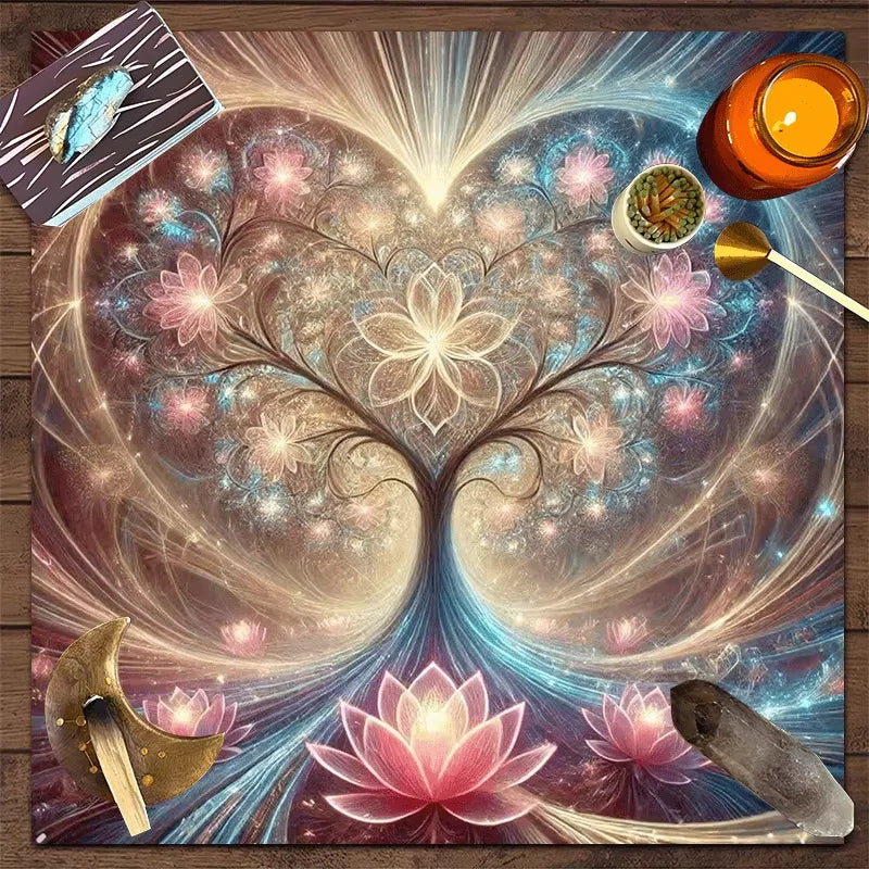 🃏 VIKAMA Floral Heart Tarot Tablecloth – Square Altar Cloth for Romantic Tarot Divination & Witchy Home Decor