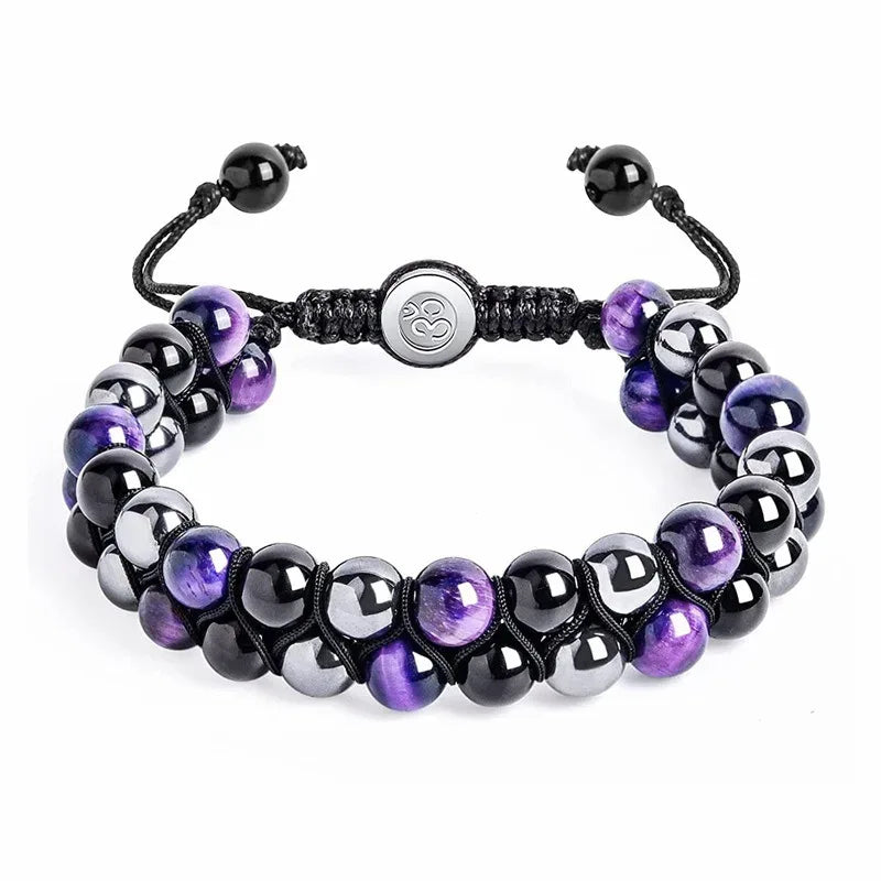 🛡️ Triple Protection Bracelet: Tiger Eye, Black Obsidian & Hematite 8mm Beads – Ultimate Energy Shield, Grounding & Healing Crystal Bangle for Men & Women Bead Bracelet-15