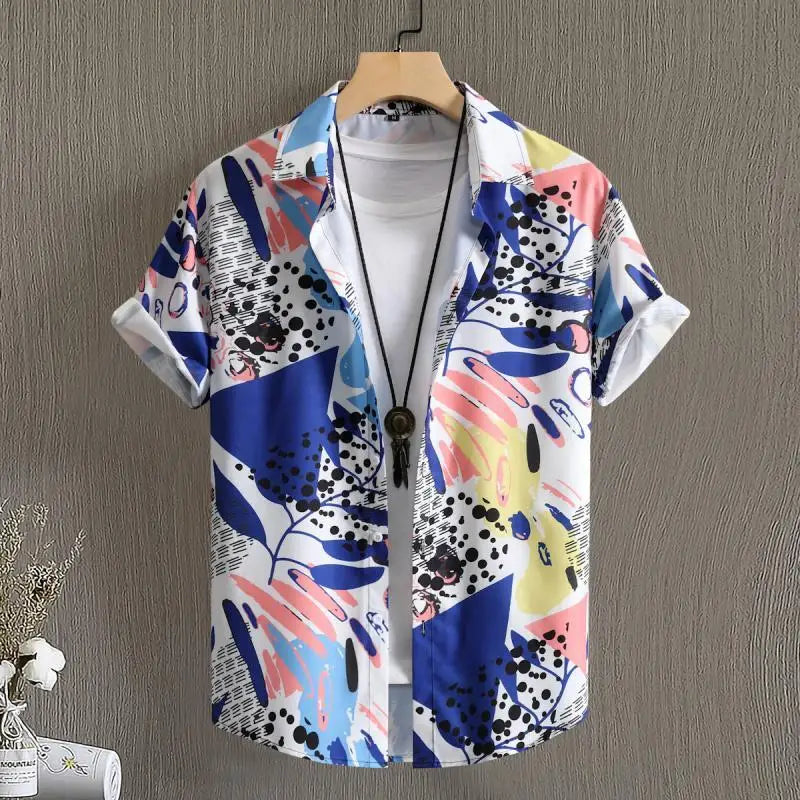 🏝️ The Harajuku-Hibiscus Y2K Masterpiece: Premium Men's Luxury Hawaiian Shirt – Retro Floral Graphic Print, Breathable Short-Sleeve Casual Top, and Signature Harajuku Oversized Silhouette