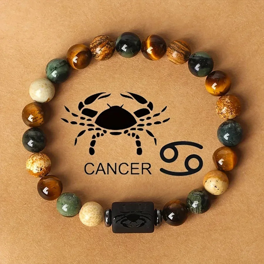 🐅 The "Cosmic Warrior" Zodiac Bracelet: Golden Tiger Eye Constellation Talisman (Men & Women)