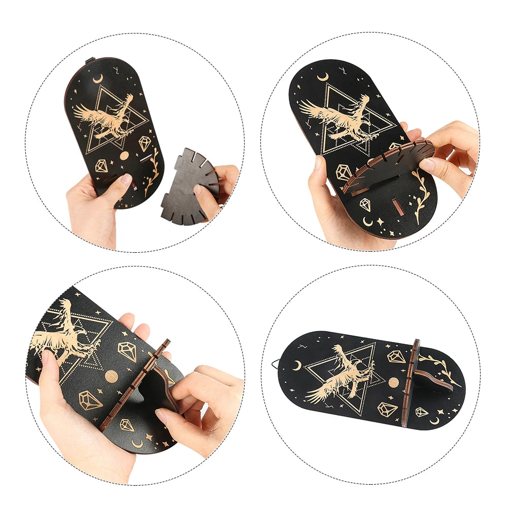 Boho Wooden Wall Bracket Floating Shelf – Hand-Carved Crystal & Candle Holder Display Stand for Spiritual and Decorative Use