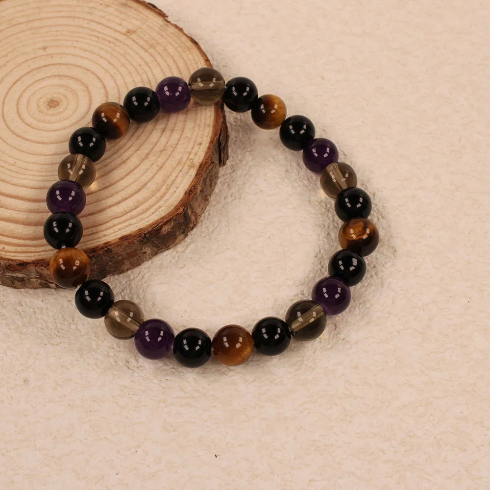 🐅 Vintage Natural Stone Tiger’s Eye Beaded Bracelet – Unisex Glass Beaded Jewelry | Birthday & Christmas Gift for Friends | Daily Outfit Essential