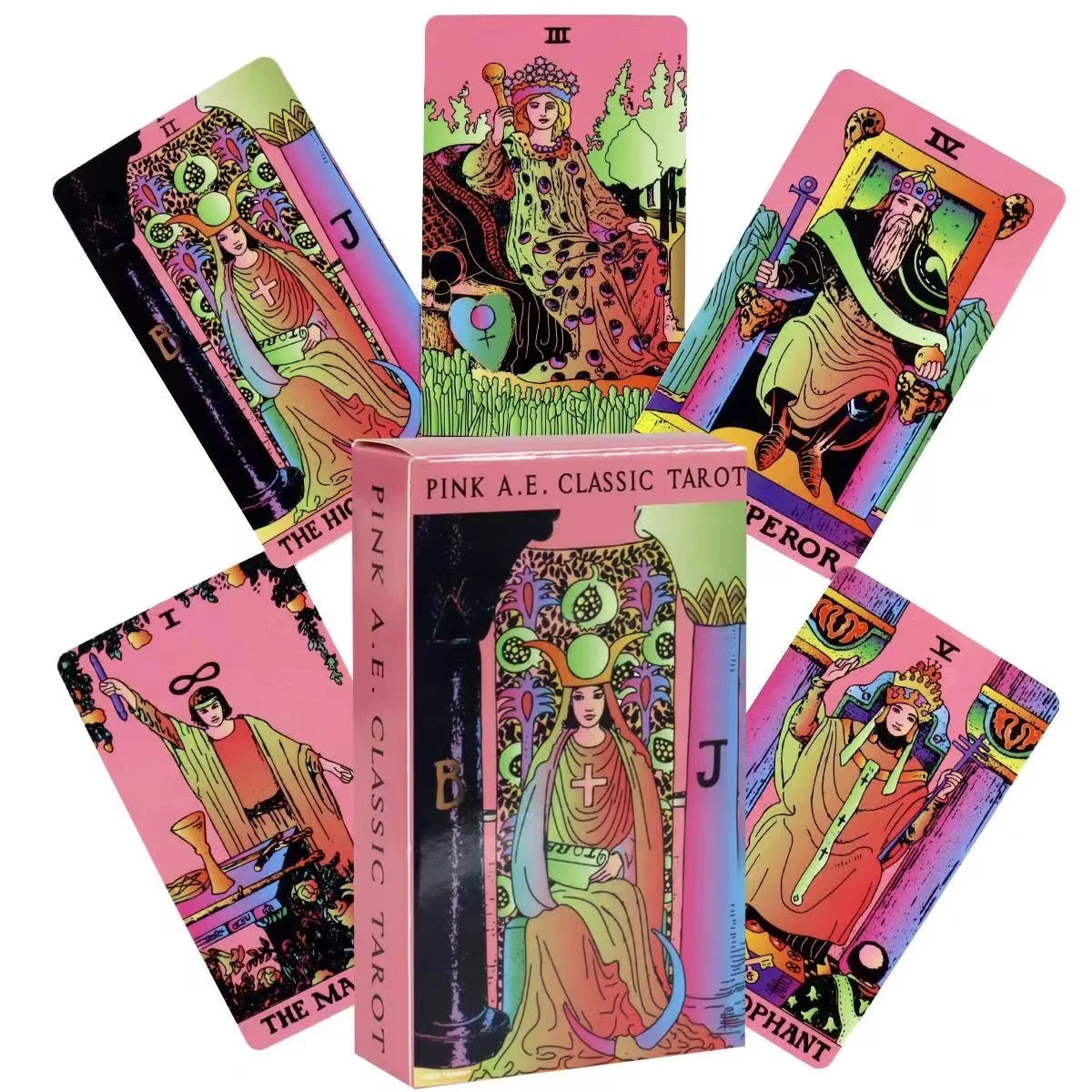 Pink A.E Classic Tarot Deck – 78 Cards English Edition for Beginners & Personal Use with Vibrant Design