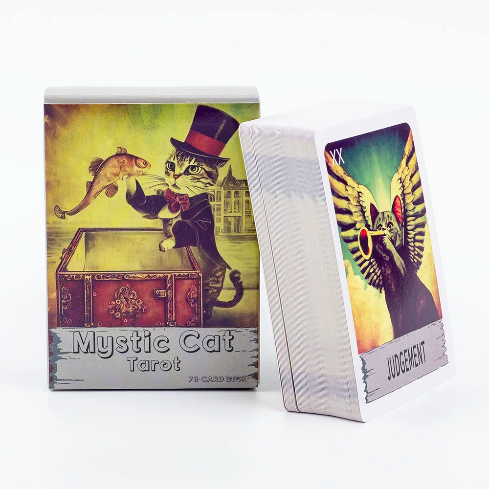 Mystic Cat Tarot 78-Card Deck | English Visions Divination Edition for Party Gatherings and Family Nights