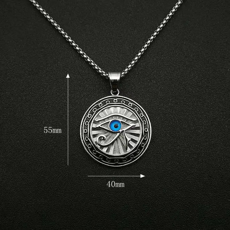👁️ Ancient Egyptian Mythology Eye of Horus Pendant Necklace – Unisex Punk Style | Blue Eyes | Hip Hop Party Amulet Jewelry Gift