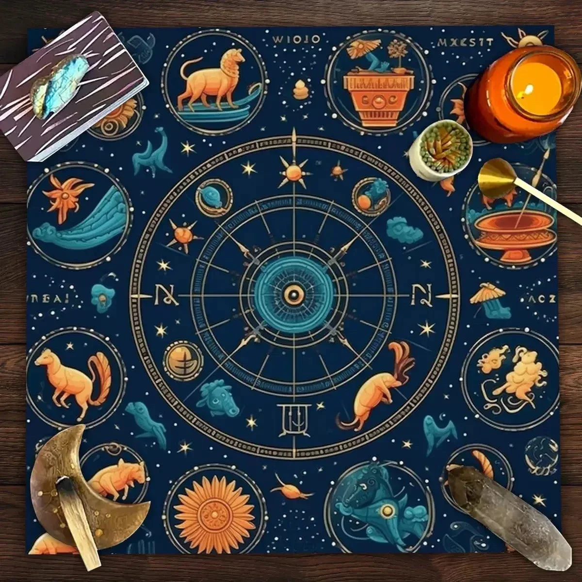 🃏 Mandala Tree of Life Tarot Tablecloth – Sea Velvet Square Butterfly Altar Cloth for Tarot Readings, Terrace Dining & Multi-Purpose Mystic Decor 012