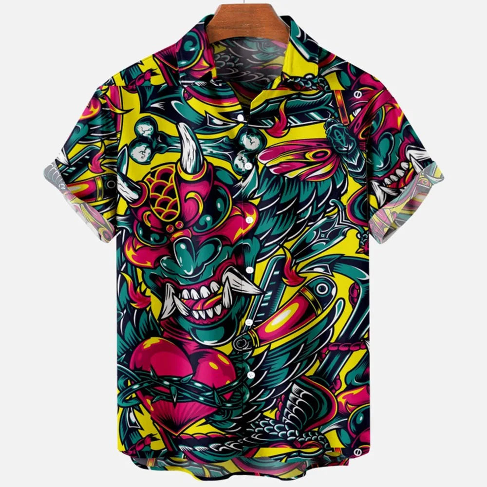 👹 The Demonic Abyss: Premium Men’s Horror 3D Printed Hawaiian Shirt – High-Definition Surreal Devil Graphic, Ultra-Breathable Performance Fabric, and Sophisticated Urban-Gothic Loose Fit Short-Sleeve Summer Button-Down (S-5XL)
