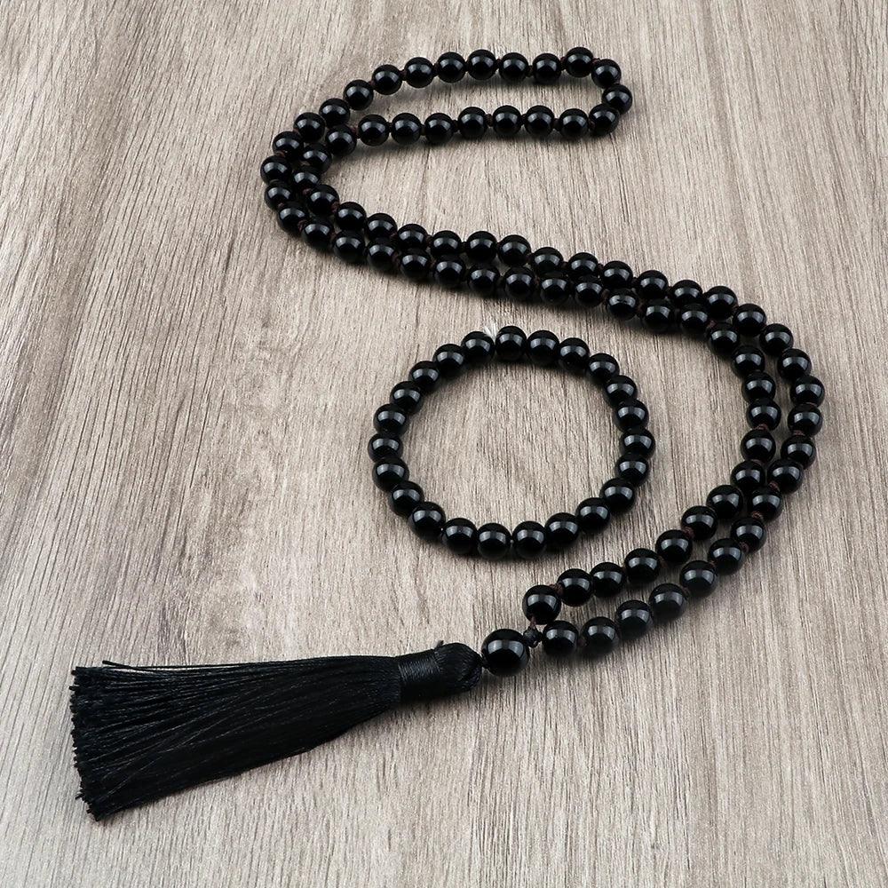 🐯 Natural Tiger Eye Stone Jewelry Set (Necklace & Bracelet): Healing Tassel Pendant & Sweater Chain – Confidence, Wealth & Protection Crystal for Women