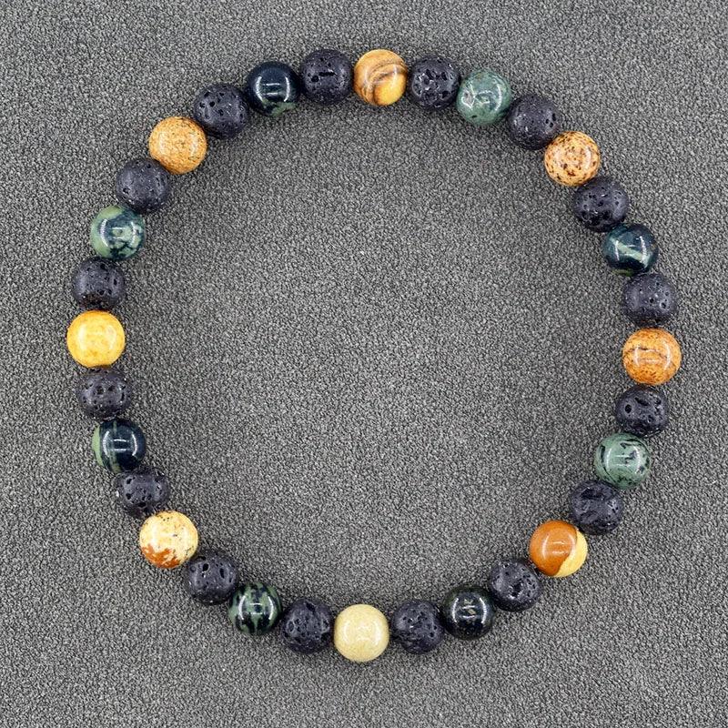 ✨ Natural African Pine Stone Beaded Bracelet – Authentic Picture Stone Bohemian Bangle for Men & Women – Volcanic Elastic Jewelry, Perfect Friendship Gift 14