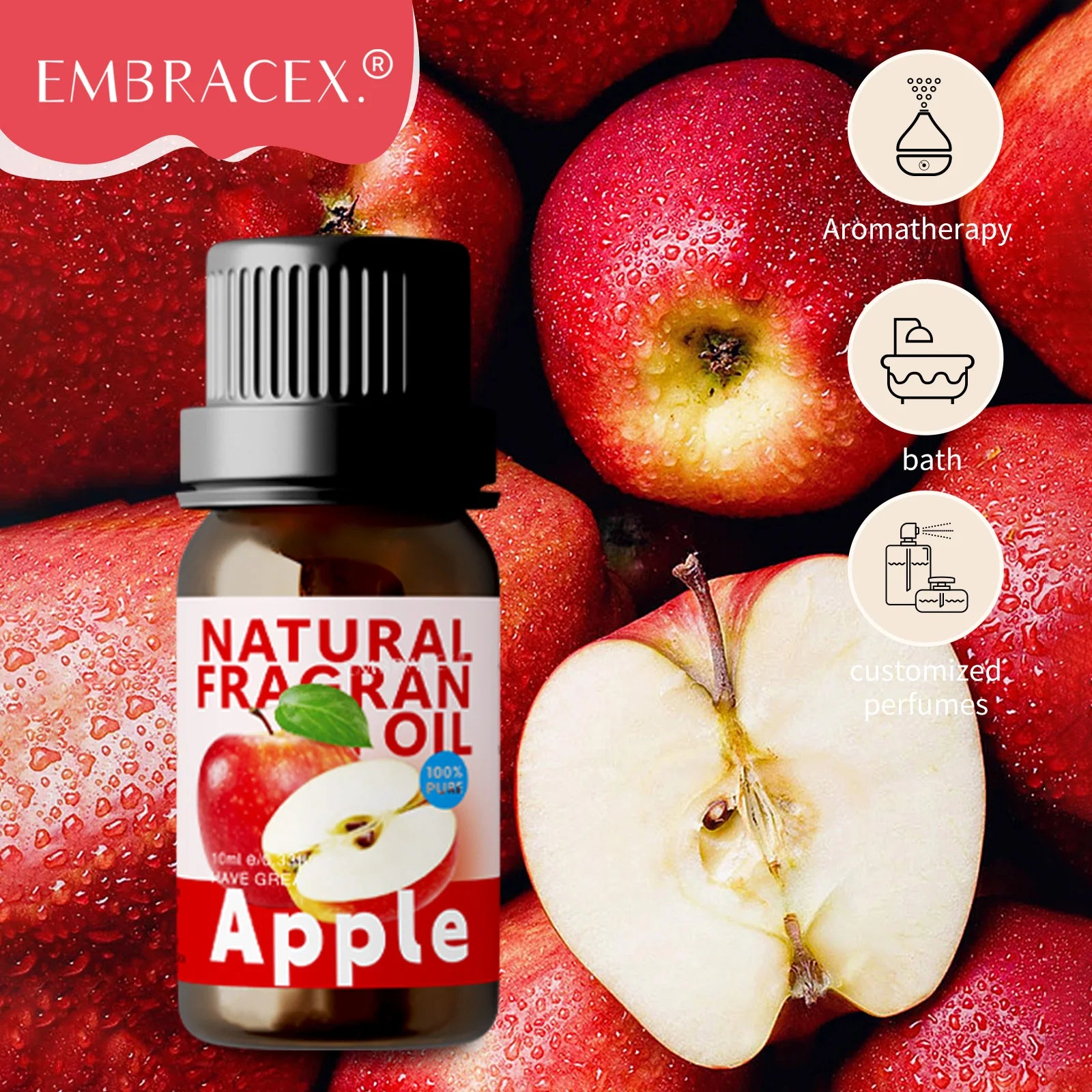 🍊 10ml Fruity Essential Oils – Sweet Fruit Fragrance Collection for Diffusers, Candles, and Home Aromatherapy﻿ Apple