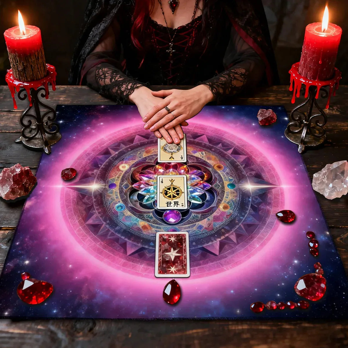 🃏 Elemental Chakra Tarot Tablecloth – Decorated Altar & Ritual Cloth for Tarot Enthusiasts and Astrological Chakra-Themed Decoration