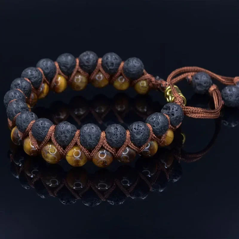 ✨ Raw African Turquoise & Lava Bead Bracelet – Natural Healing Jewelry for Men & Women – Grounding & Spiritual Wellness S3