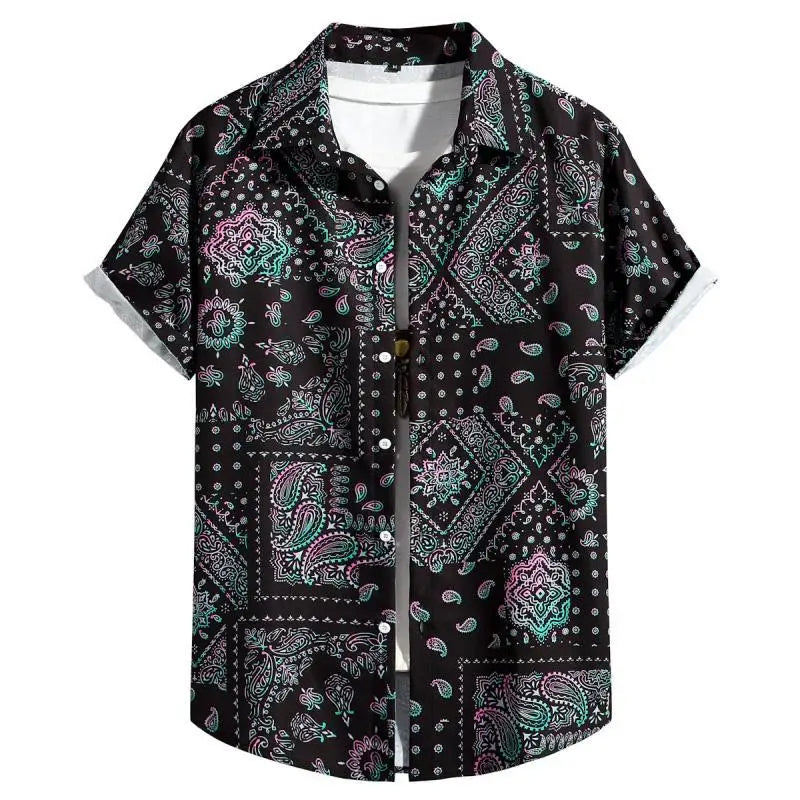 🏝️ The Harajuku-Hibiscus Y2K Masterpiece: Premium Men's Luxury Hawaiian Shirt – Retro Floral Graphic Print, Breathable Short-Sleeve Casual Top, and Signature Harajuku Oversized Silhouette