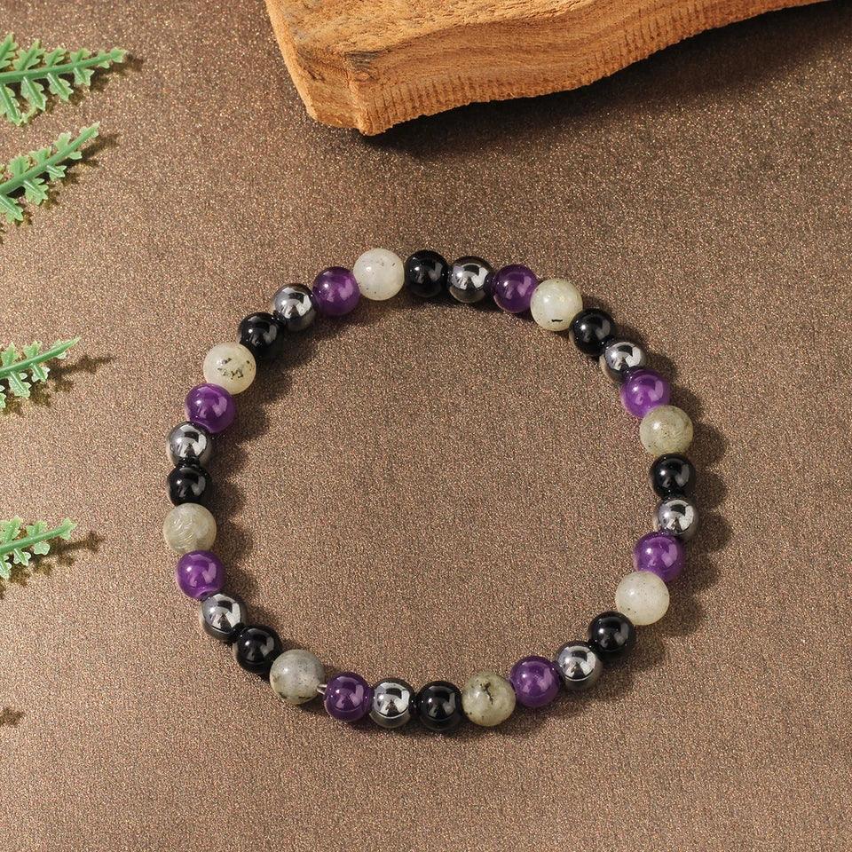 🍂 The "Autumn Luxe" Color-Block Bracelet: Natural Light-Refracting Spectrolite & Earth Stones (Unisex)