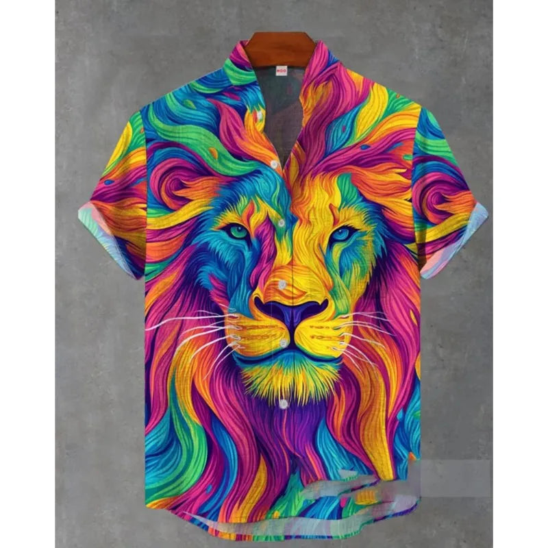 🏝️ The Tropical Horizon 3D Masterpiece: Premium Men's Cotton-Linen Blend Hawaiian Shirt – High-Definition Artistic Print, Breathable Short-Sleeve Button-Up, and Sophisticated Resort Silhouette