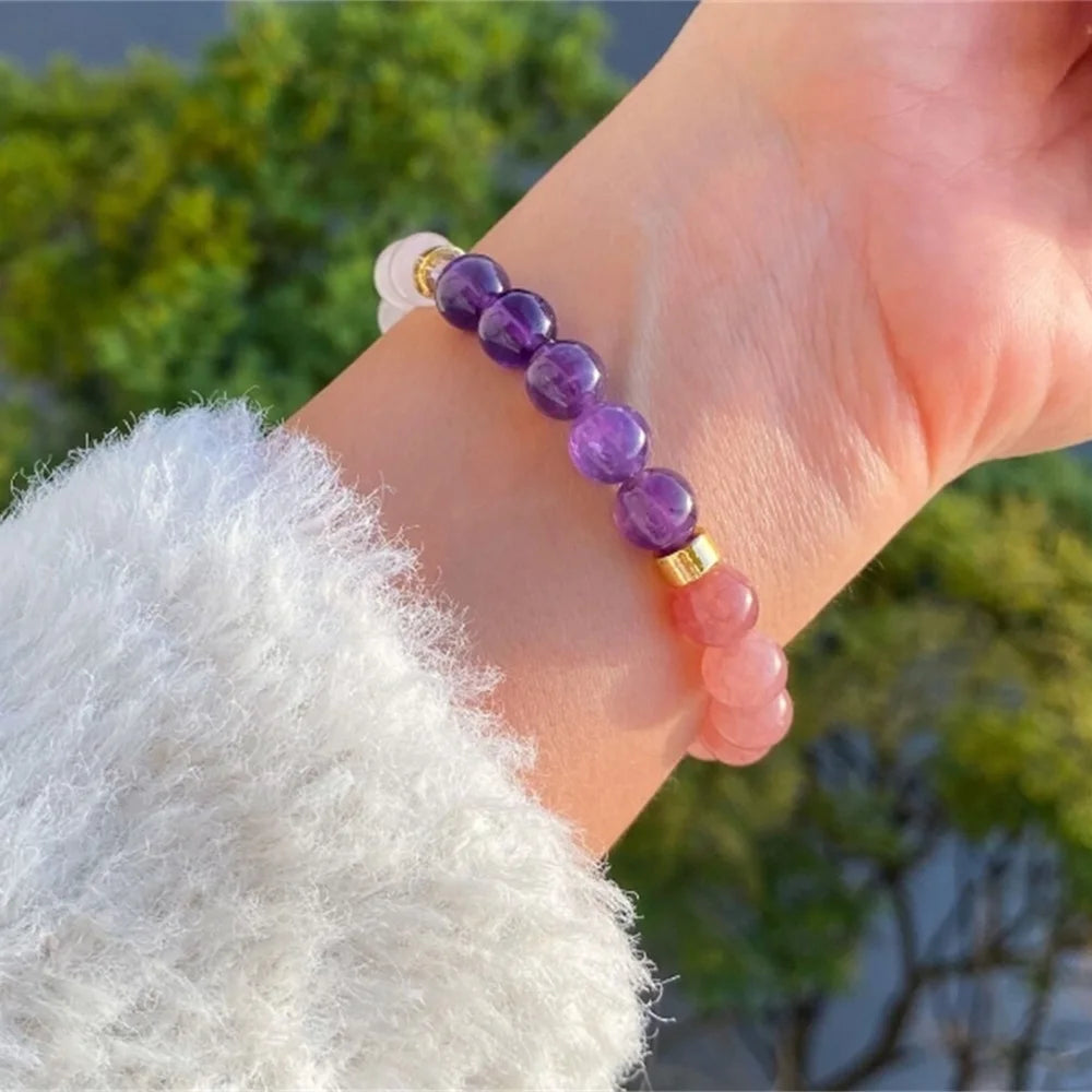 ✨ Good Luck Bracelets for Women – Real Natural Stone Citrine, Tiger Eye & Amethyst – Luxury Original Jewelry Gift for Girlfriend, Mom