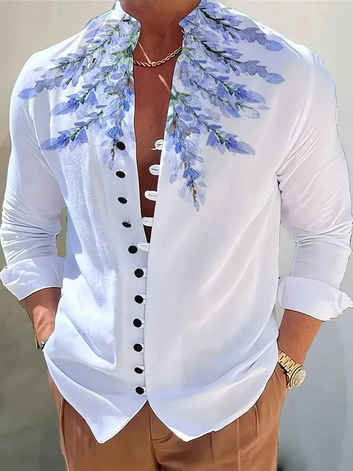 🎭 The Dual-Contrast 3D Edition: Premium Men’s Half-Color Floral Shirt – High-Definition 3D Split Graphic Print, Sophisticated Long-Sleeve Button-Down, and Modern-Fit Avant-Garde Evening Wear