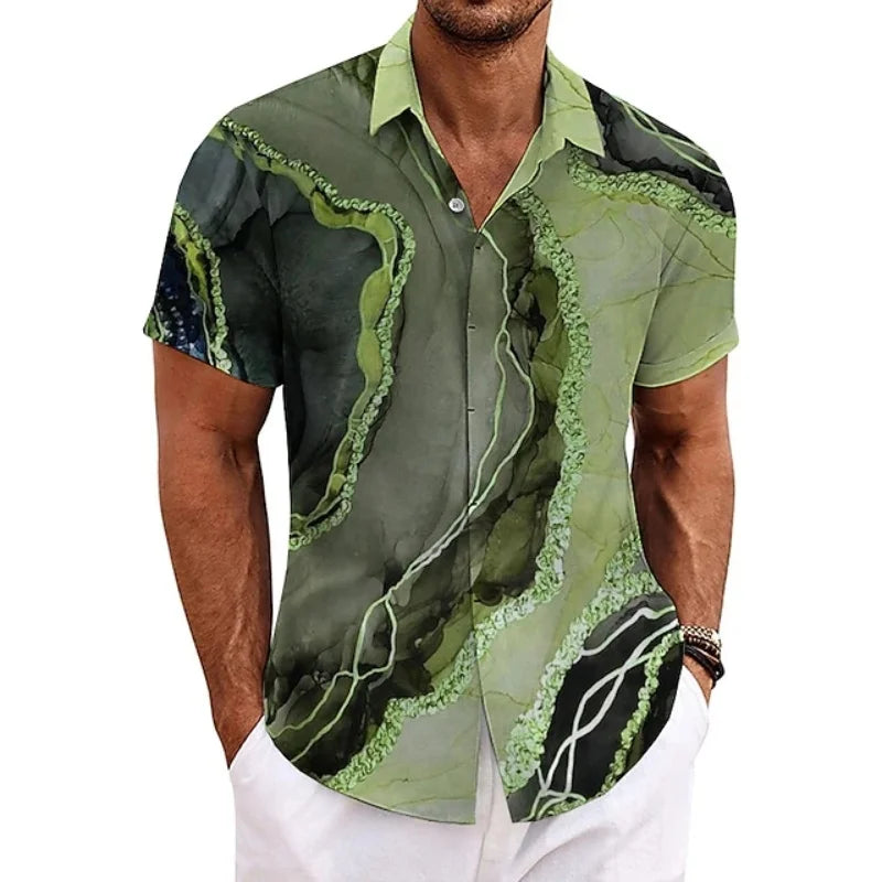 ✨ The Vintage Essence 3D Masterpiece: Premium Men's Soft-Touch Short-Sleeve Button-Up – High-Definition Retro Graphic Print, Breathable Summer Comfort Fabric, and Sophisticated Tailored Silhouette BSLTH246813052