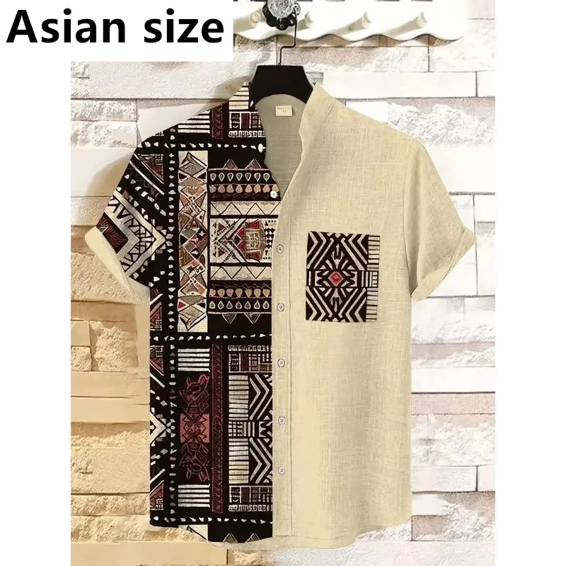 🌍 The Neo-Tribal African Masterpiece: Premium Men's 3D Retro Shirt – High-Definition Ethnic Graphic Print, Breathable Lightweight Performance Fabric, and Sophisticated Vintage Streetwear Silhouette Shirts-FYA37025