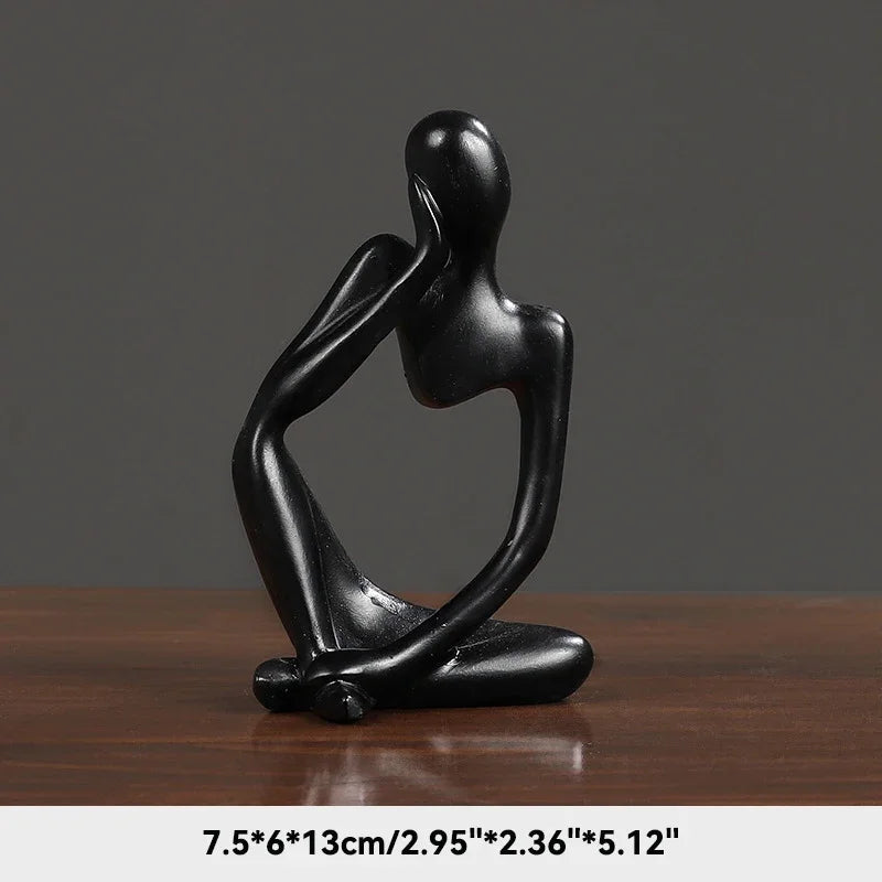 🧘‍♂️ Sand Color The Thinker Abstract Statue – Nordic Style Yoga Figurine for Living Room & Desk Decoration | Maison Home Décor | Free Shipping Black 1