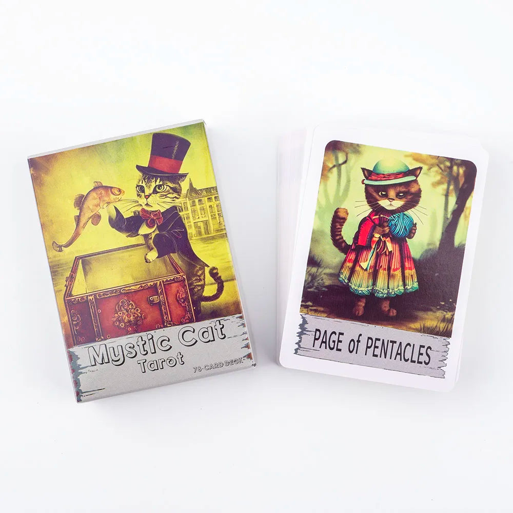 Mystic Cat Tarot 78-Card Deck | English Visions Divination Edition for Party Gatherings and Family Nights